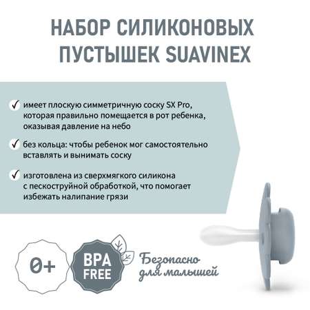 Пустышка Suavinex полипропилен ортодонтическая от 0 мес. 2 шт.