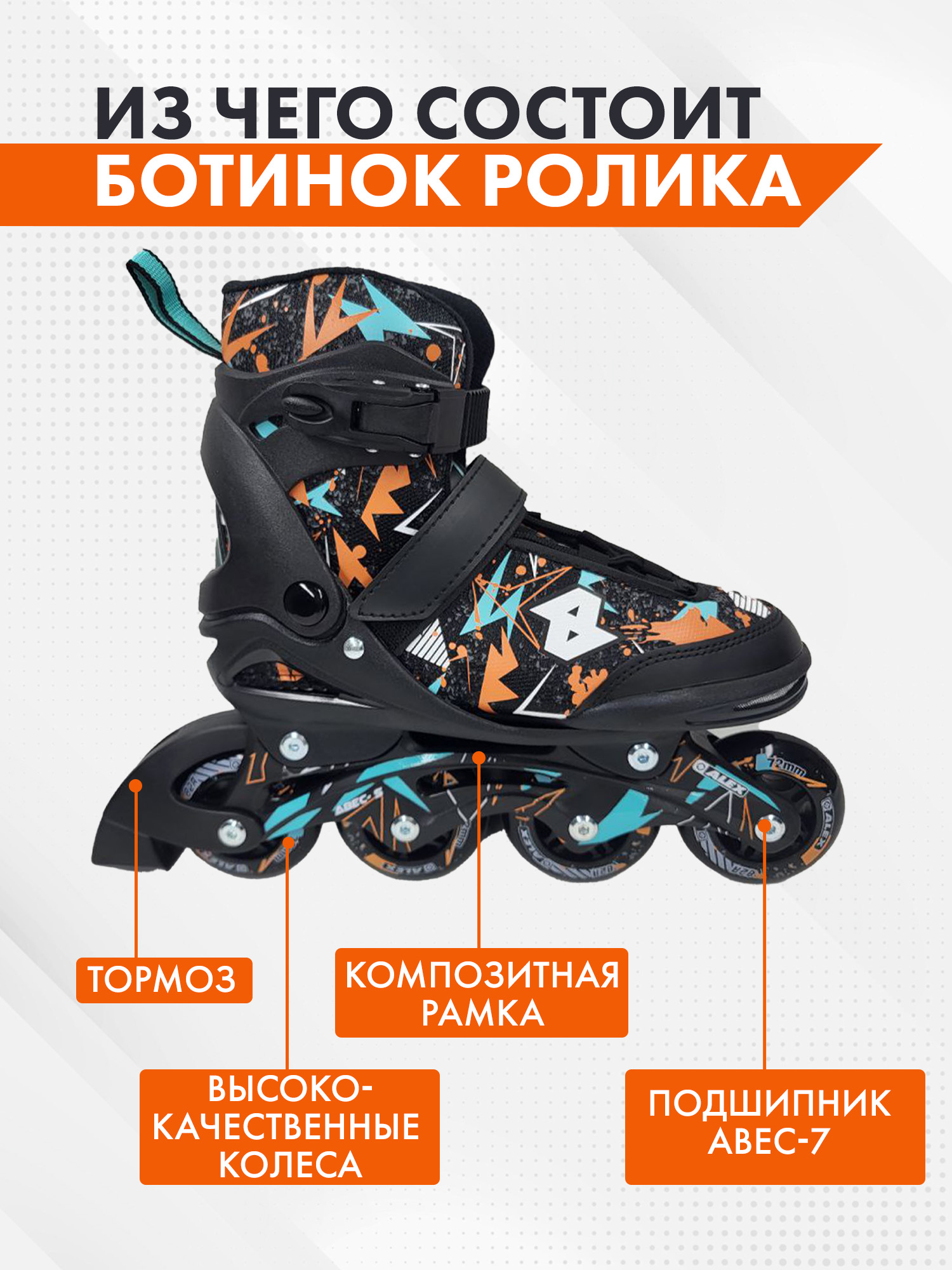 Роликовые коньки SXRide M 33-36 - фото 2