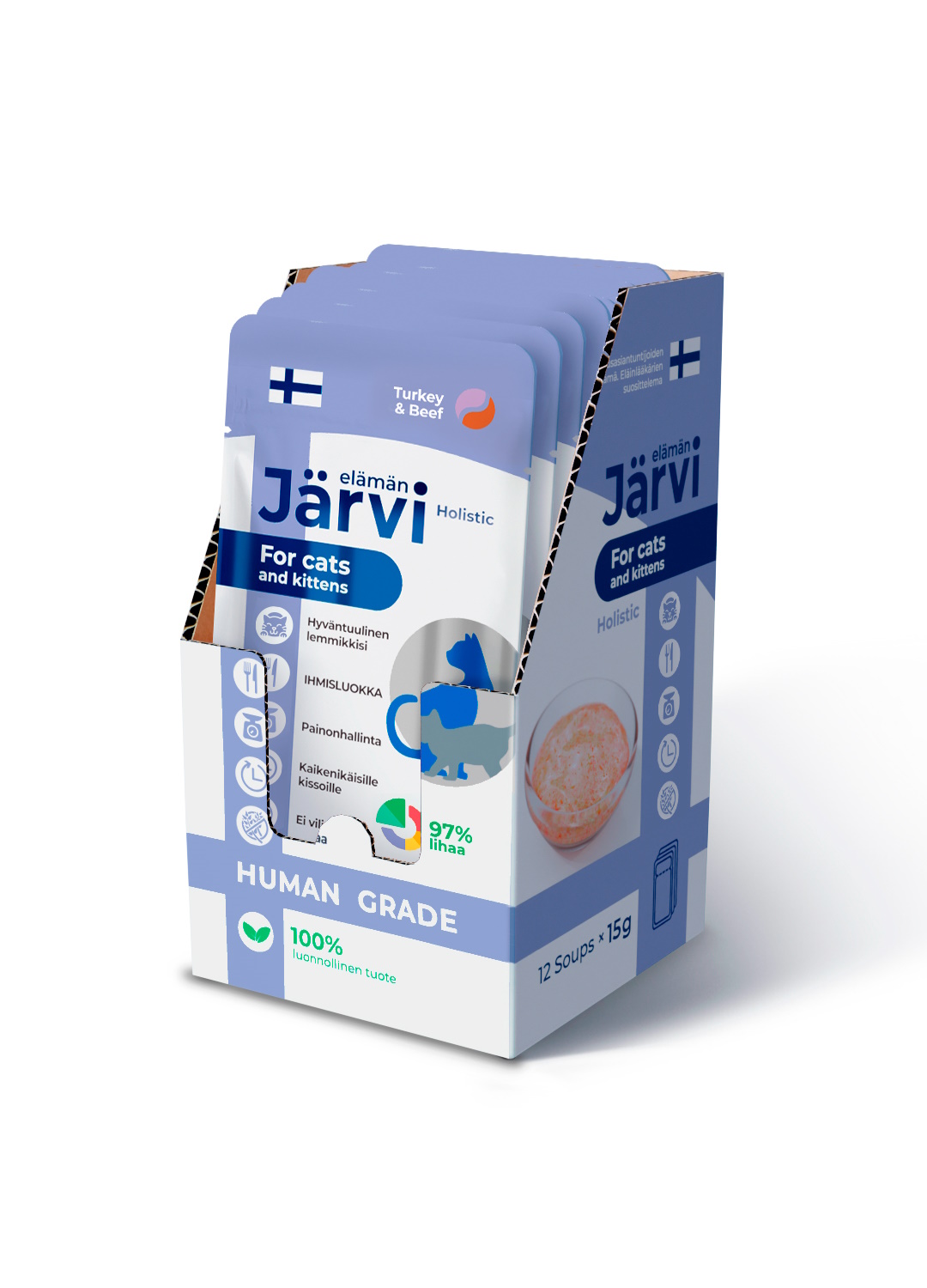 Лакомство для кошек и котят Jarvi крем-суп с мясом индейки и говядины 15г - фото 3