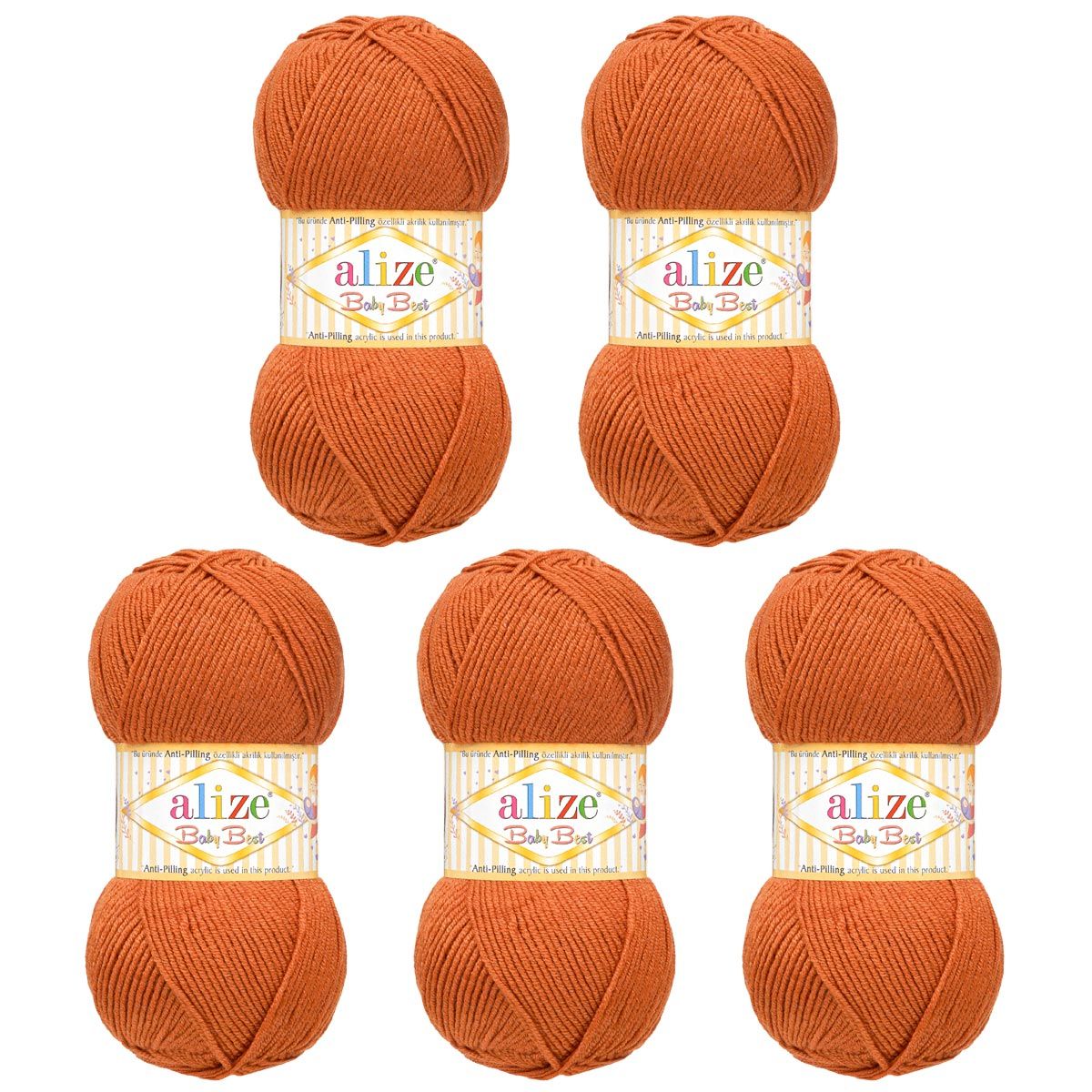 Пряжа для вязания Alize baby best бамбук акрил с эффектом антипиллинг 100 г 240 м 408 Оранжевый 5 мотков - фото 6