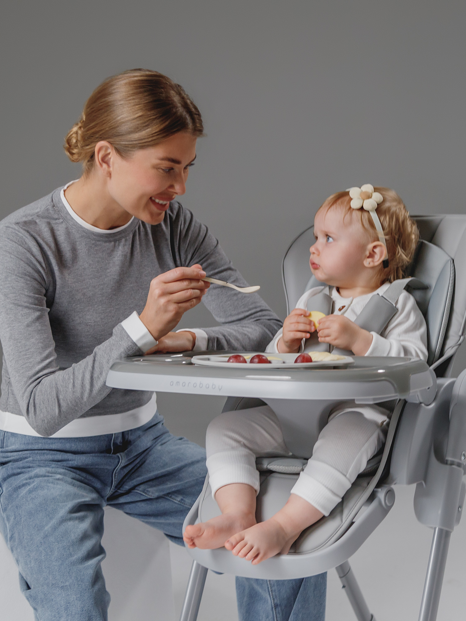 Стульчик для кормления Amarobaby Gourmet коричневый - фото 28