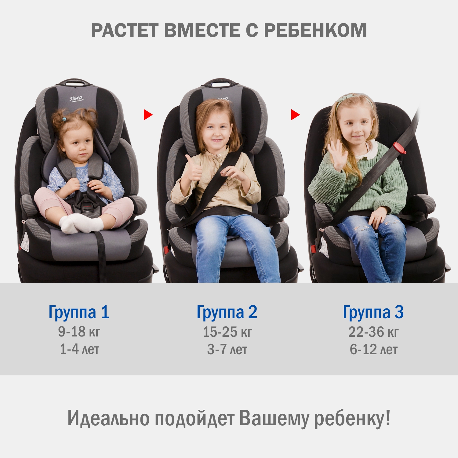 Автокресло SIGER SG517 1/2/3 (9-36 кг) бордовый - фото 6