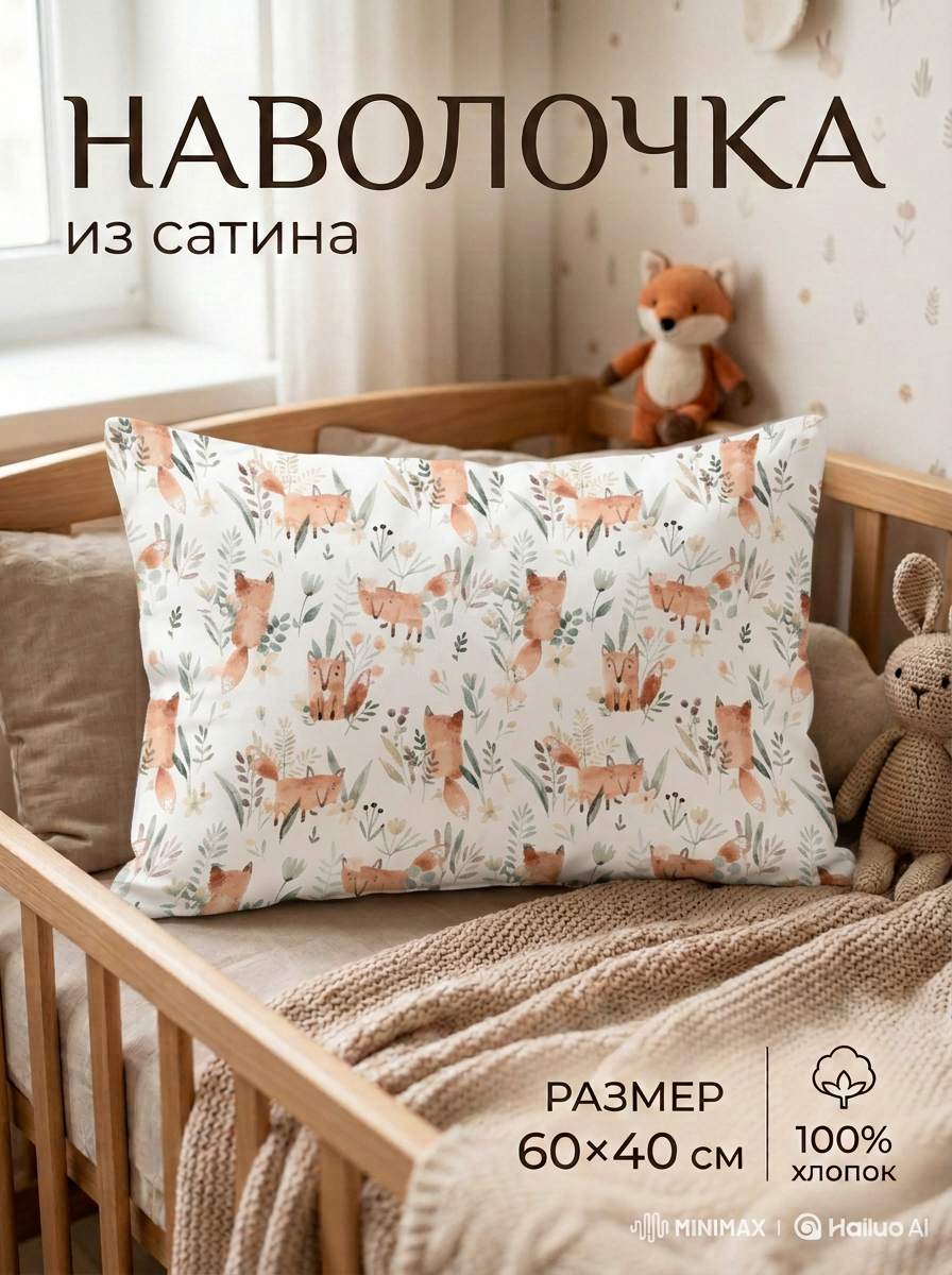 Наволочка Мягкий Кролик Лисички 40 x 60 см 1 шт. - фото 1