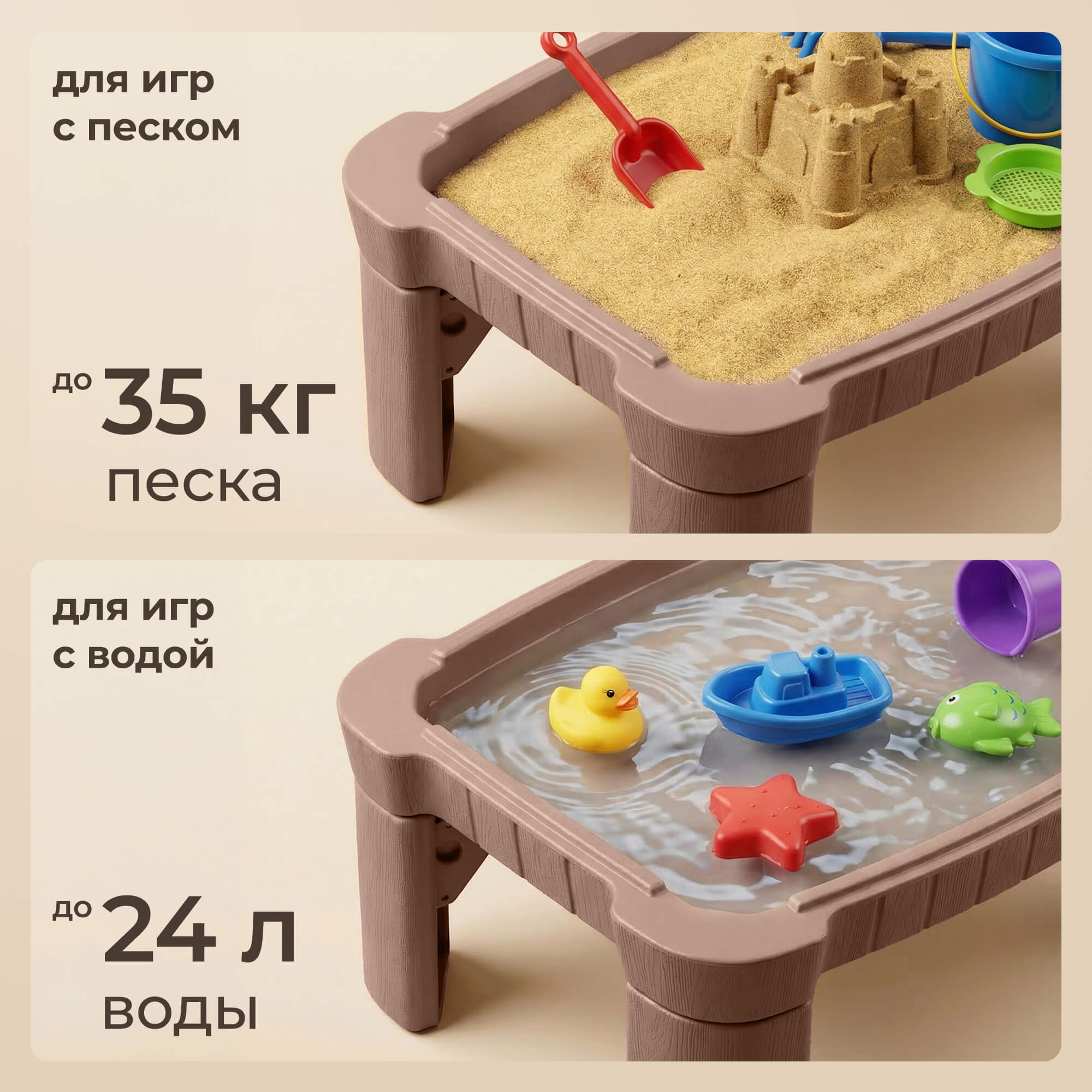 Песочница - столик детская UNIX Kids для игр с песком и водой 96х66х40,5 см - фото 2