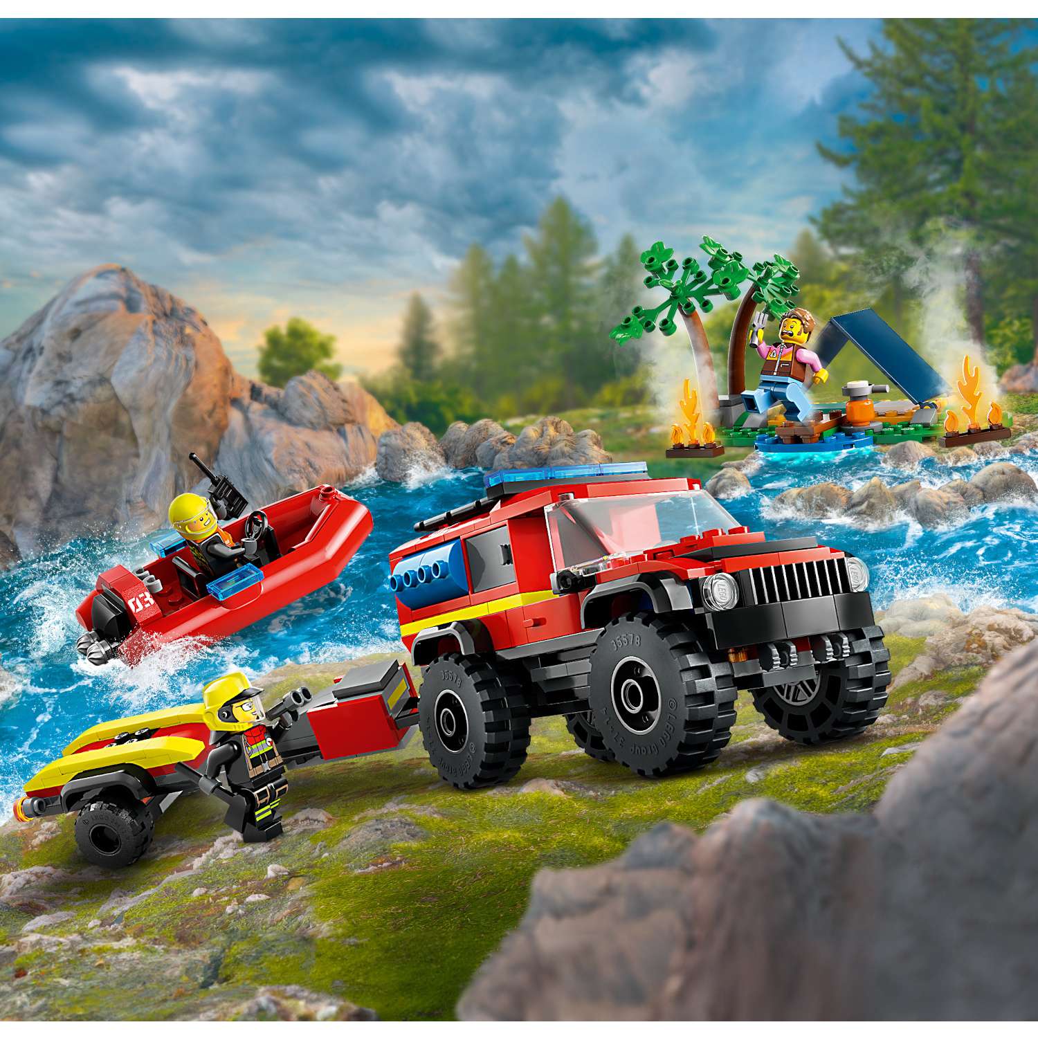Конструктор LEGO City Fire Truck with Rescue Boat блочный - фото 6