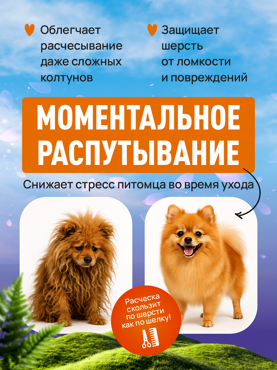 Спрей для кошек и собак GOODR Dog&Cat в период линьки для облегчения расчесывания от колтунов 150 мл - фото 2