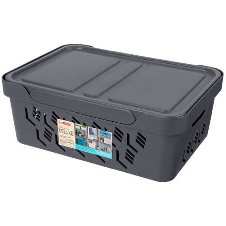 Коробка Econova с крышкой DELUXE 12Л серая