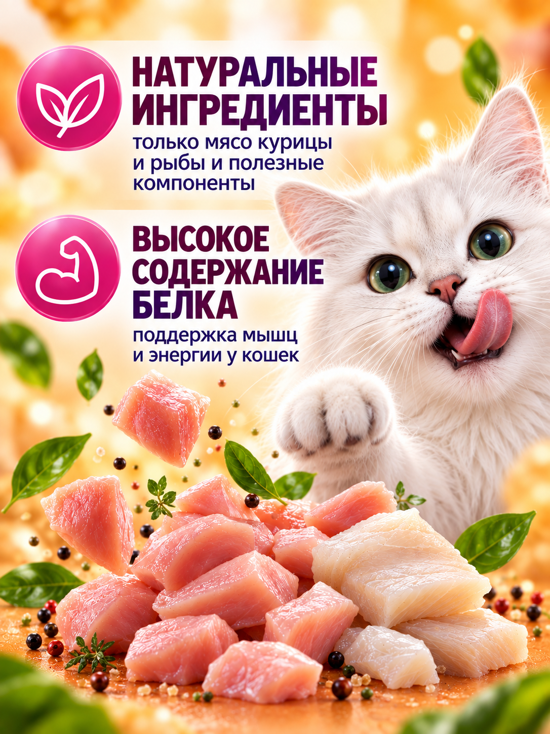 Лакомство сухое для кошек PINK Sensation Хрустящие подушечки с курицей 100г 2 шт. - фото 3