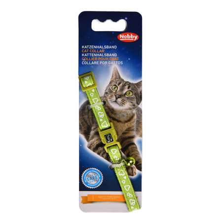 Ошейник для кошек Nobby с бубенчиком Сердечки Зеленый 78066-35