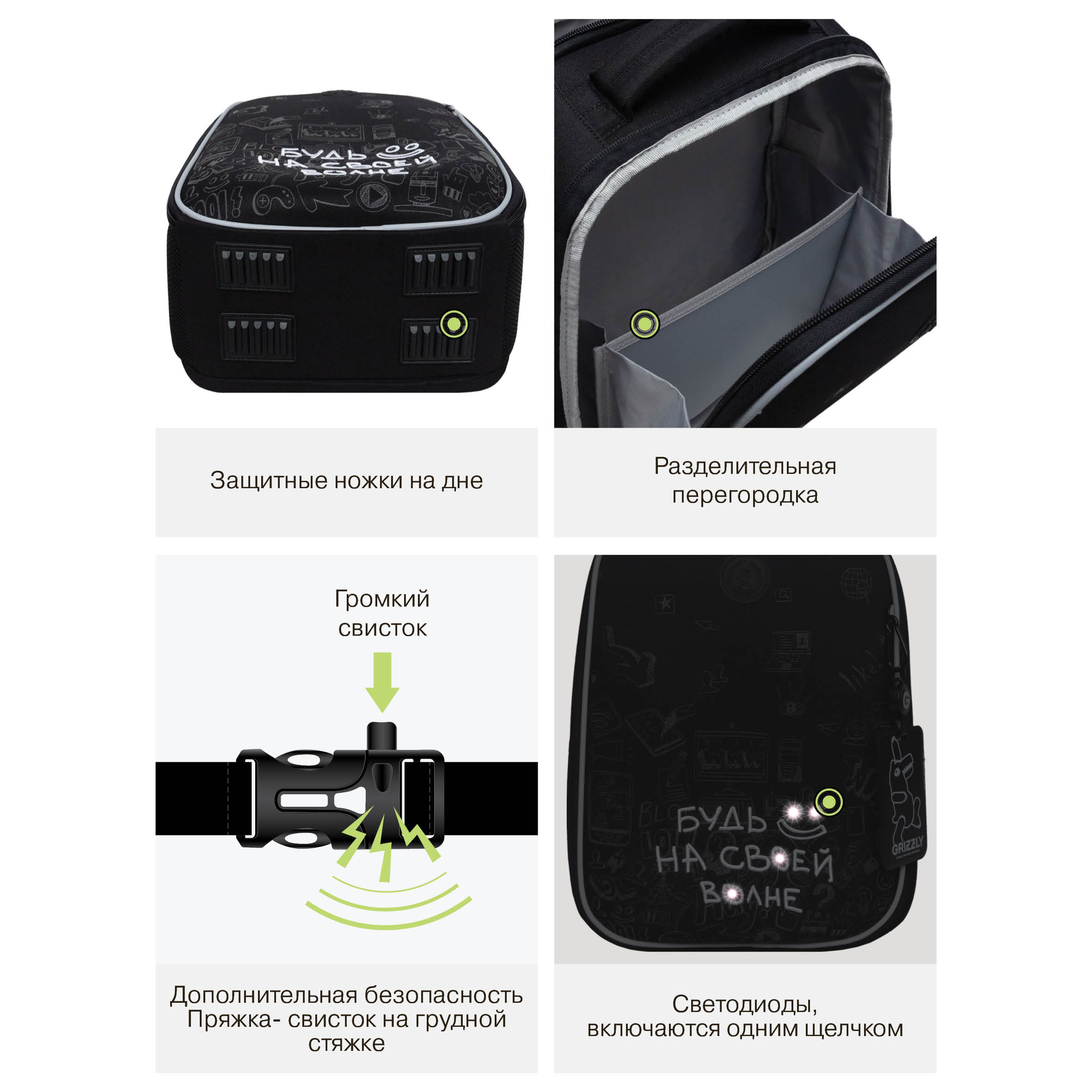 Ранец Grizzly Надпись - фото 15