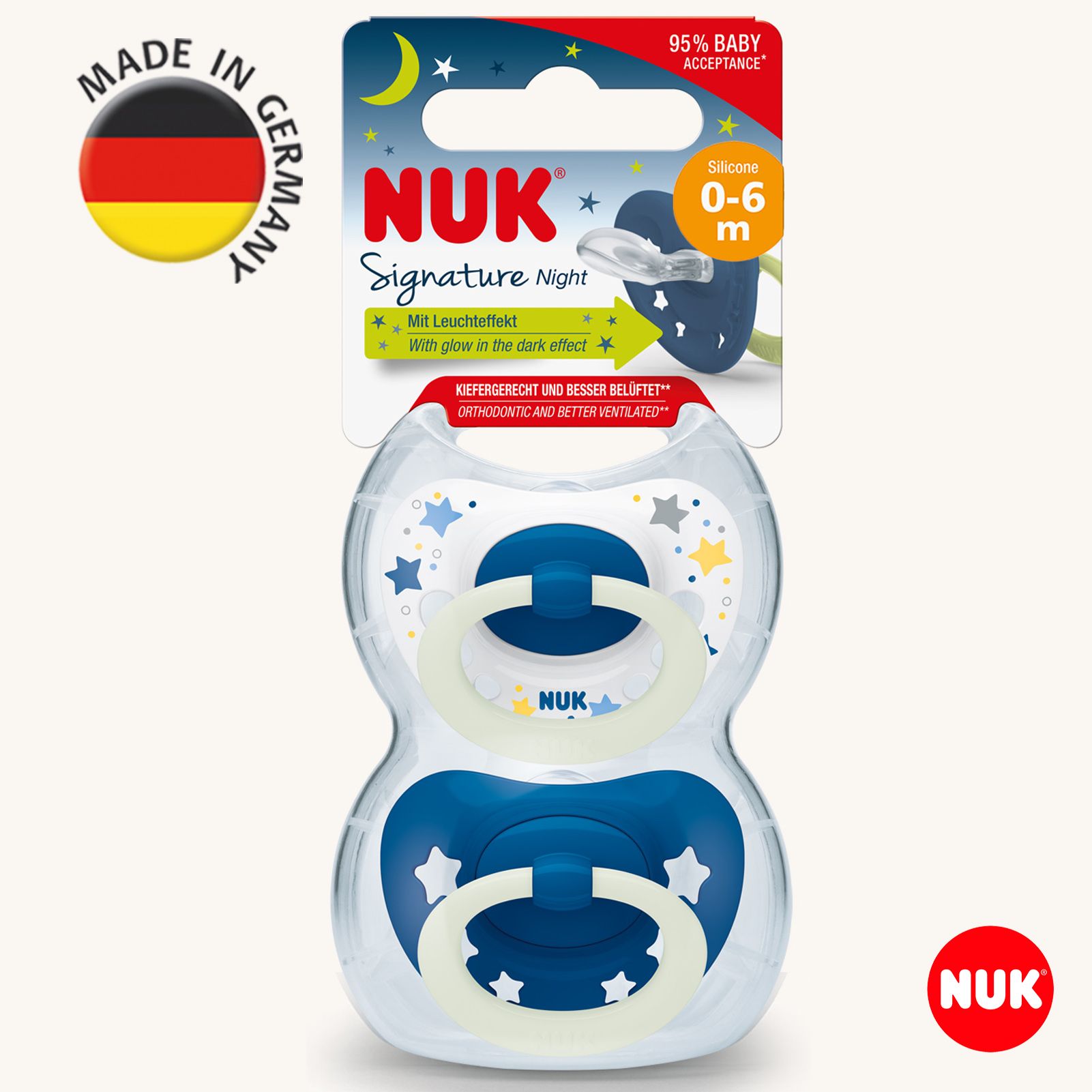 Пустышка Nuk силикон ортодонтическая от 0 мес. 2 шт. - фото 1