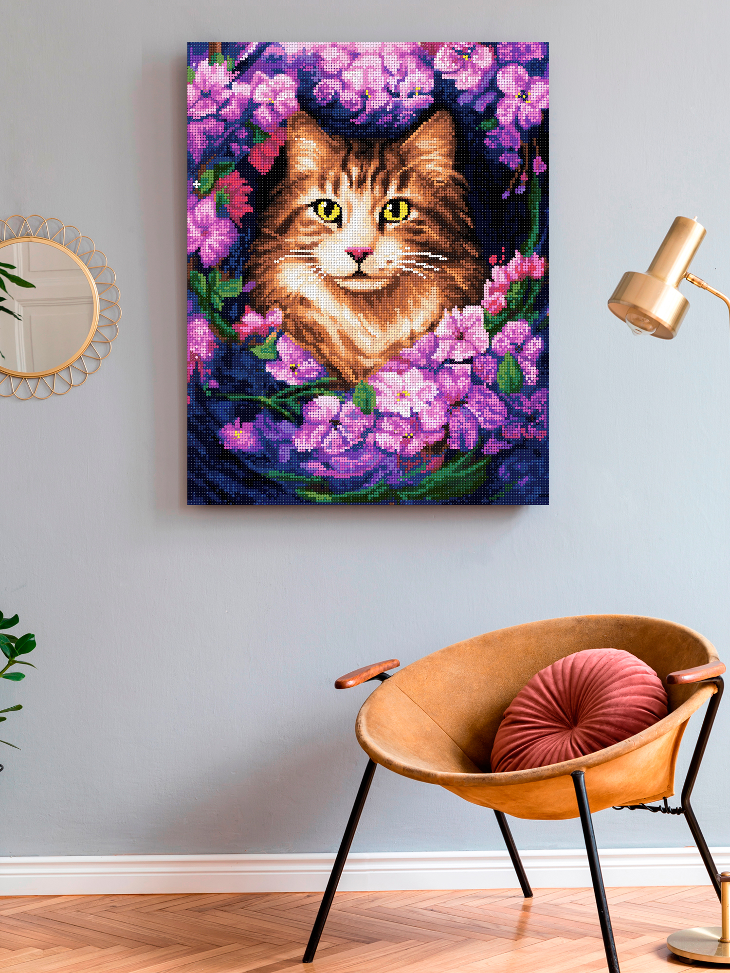 Алмазная мозаика Art on Canvas Котик в цветах в ассортименте - фото 3