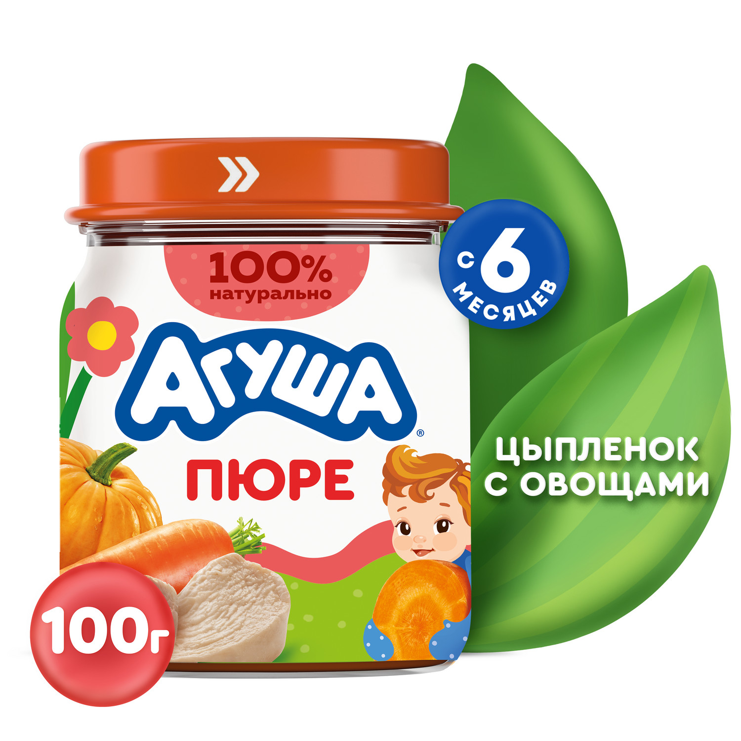 Пюре Агуша Цыпленок-овощи с 6 мес 100 г - фото 1