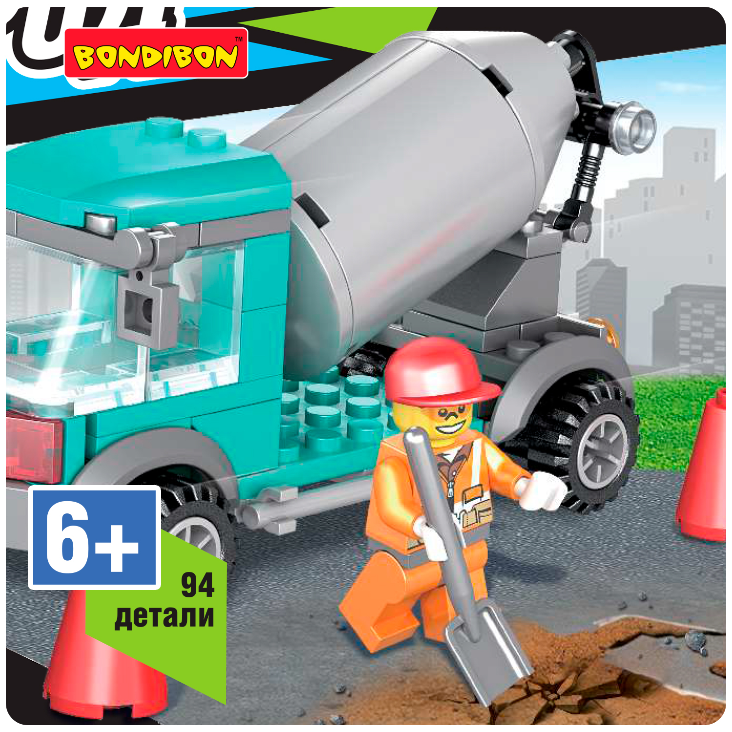 Конструктор Bondibon Город Бетономешалка 2в1 94 дет. - фото 6