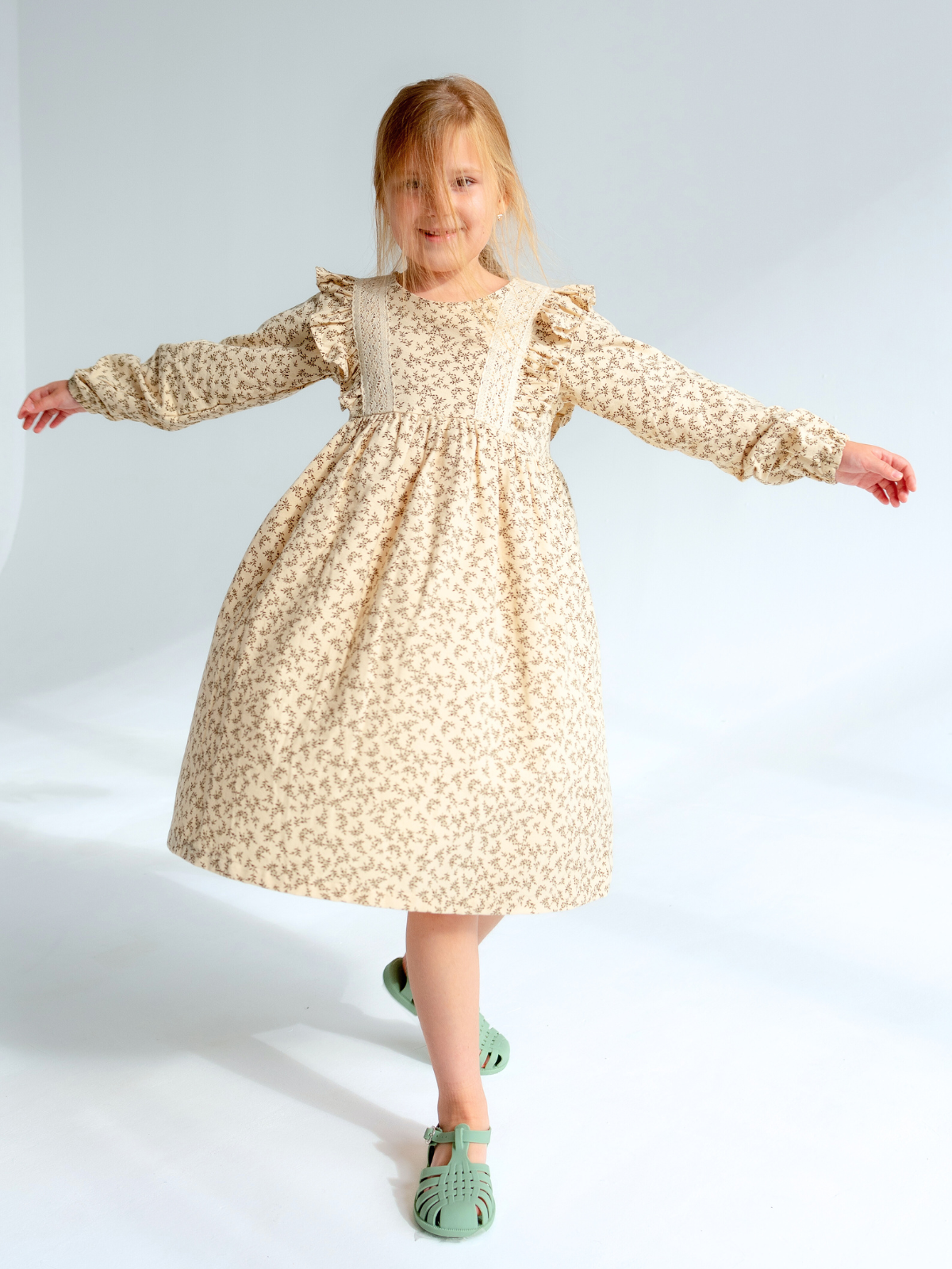 Платье MOUN платье_фланель/кружево_осень/беж - фото 10