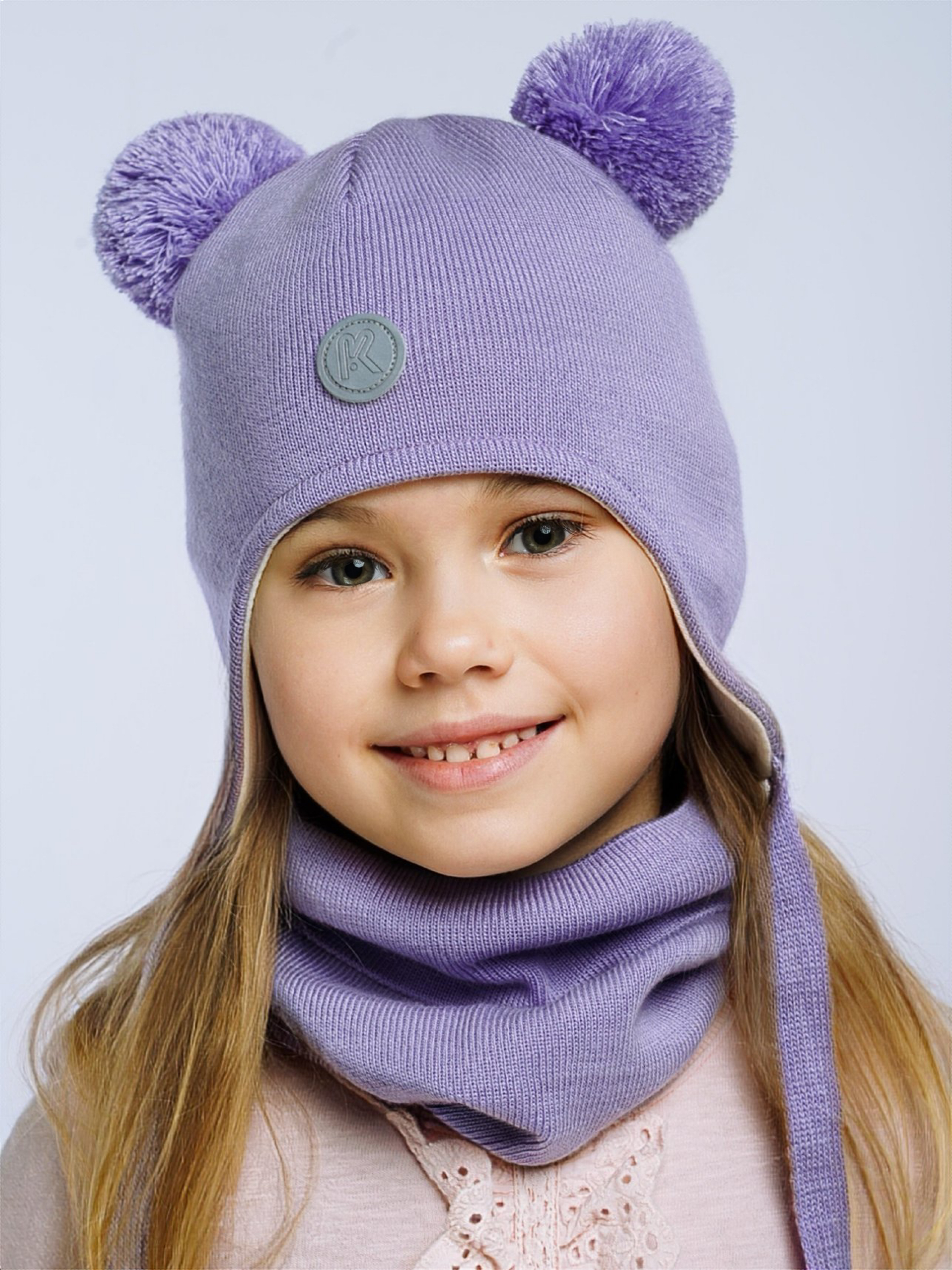 Шапка и снуд ПриКиндер U-Sp22529 Цвет: Сиреневый - фото 10