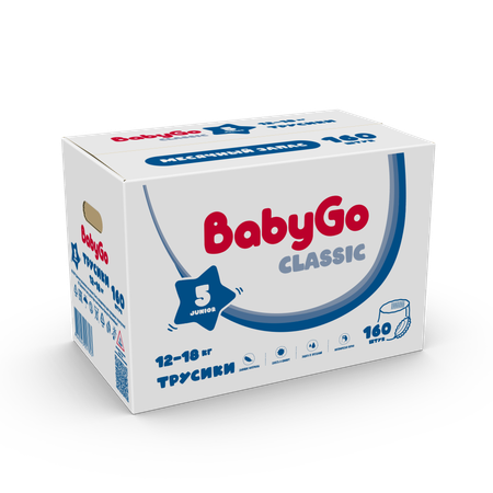 Трусики BabyGo Classic 5 (12-18 кг) 160 шт.