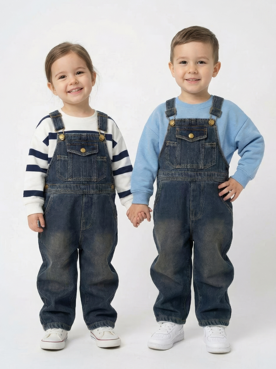 Полукомбинезон iUkoworld Джинсовый полукомбинезон на флисе детский - фото 6