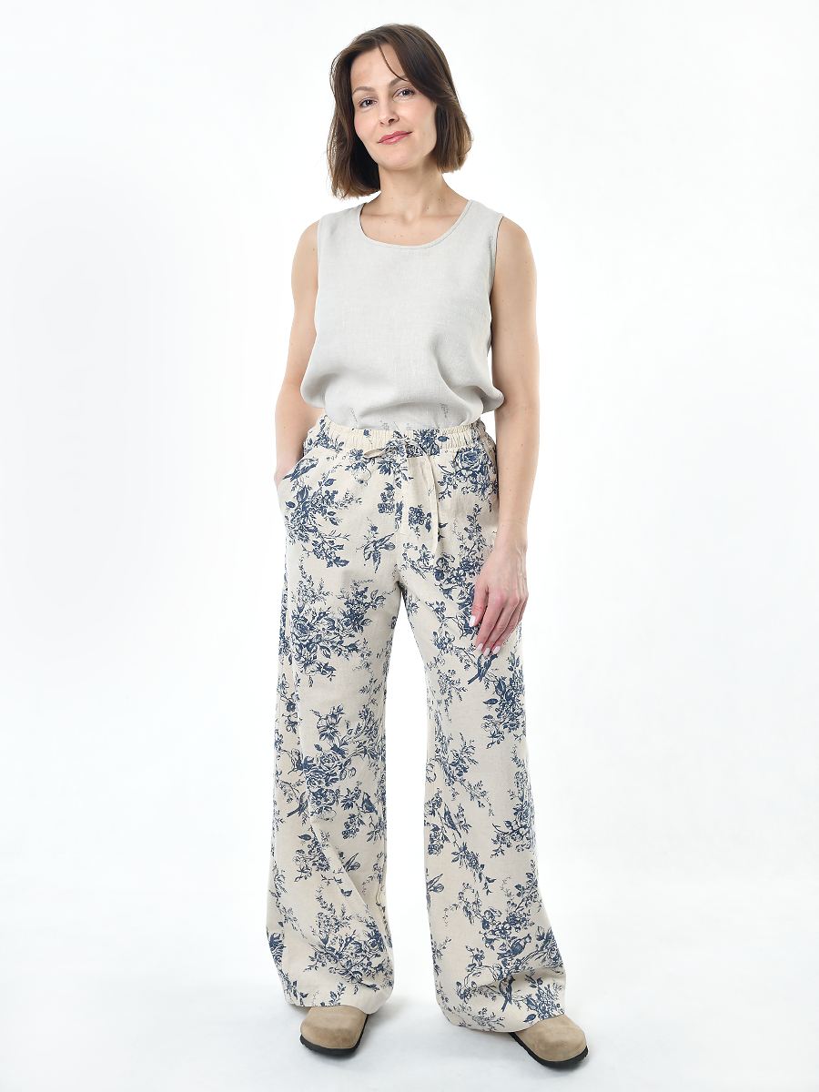 Брюки Льняная Горница бр020-02/бежевый-синий - фото 6