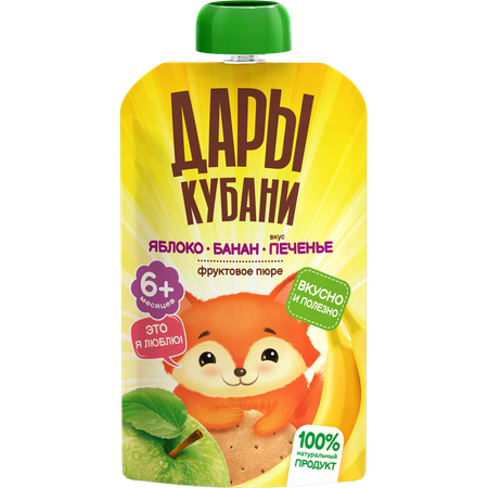Пюре Дары Кубани Яблоко-Банан-Печенье с 6 мес 90 г 12 упак.