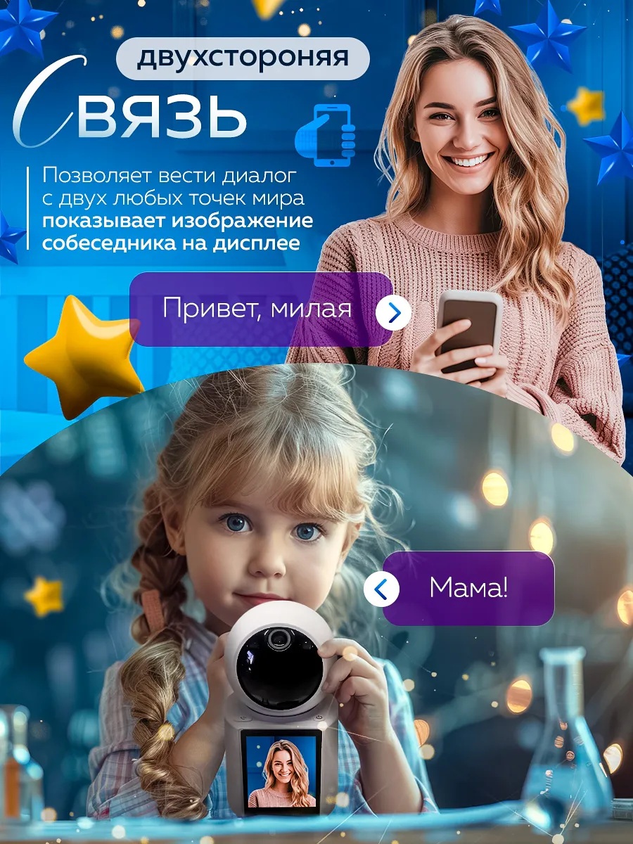 Камера видеонаблюдения Wi-Fi CASTLELADY поворотная с динамиком видеоняня - фото 4