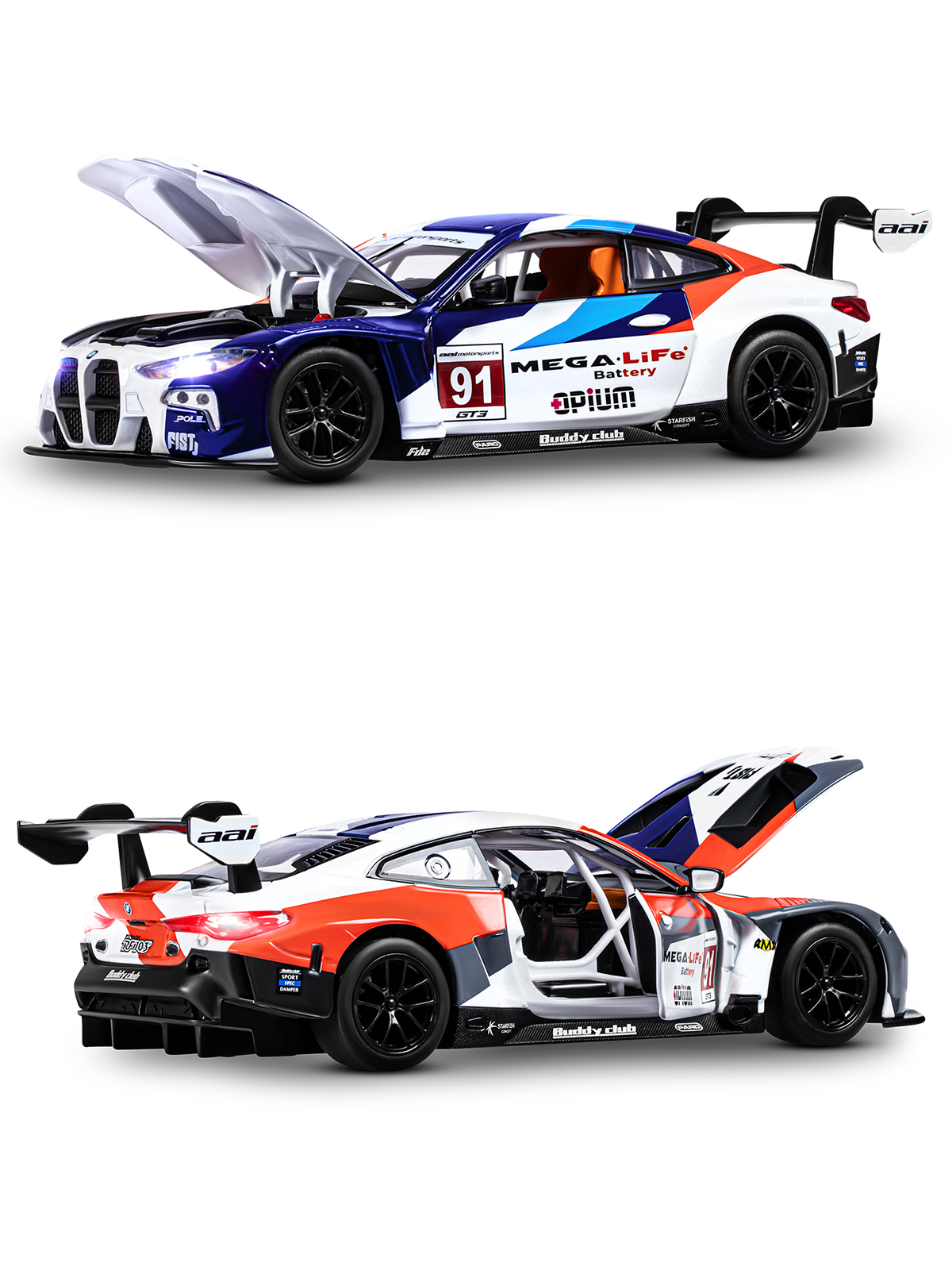 Автомобиль АВТОпанорама BMW M4 GT3 1:24 JB1251651 - фото 9