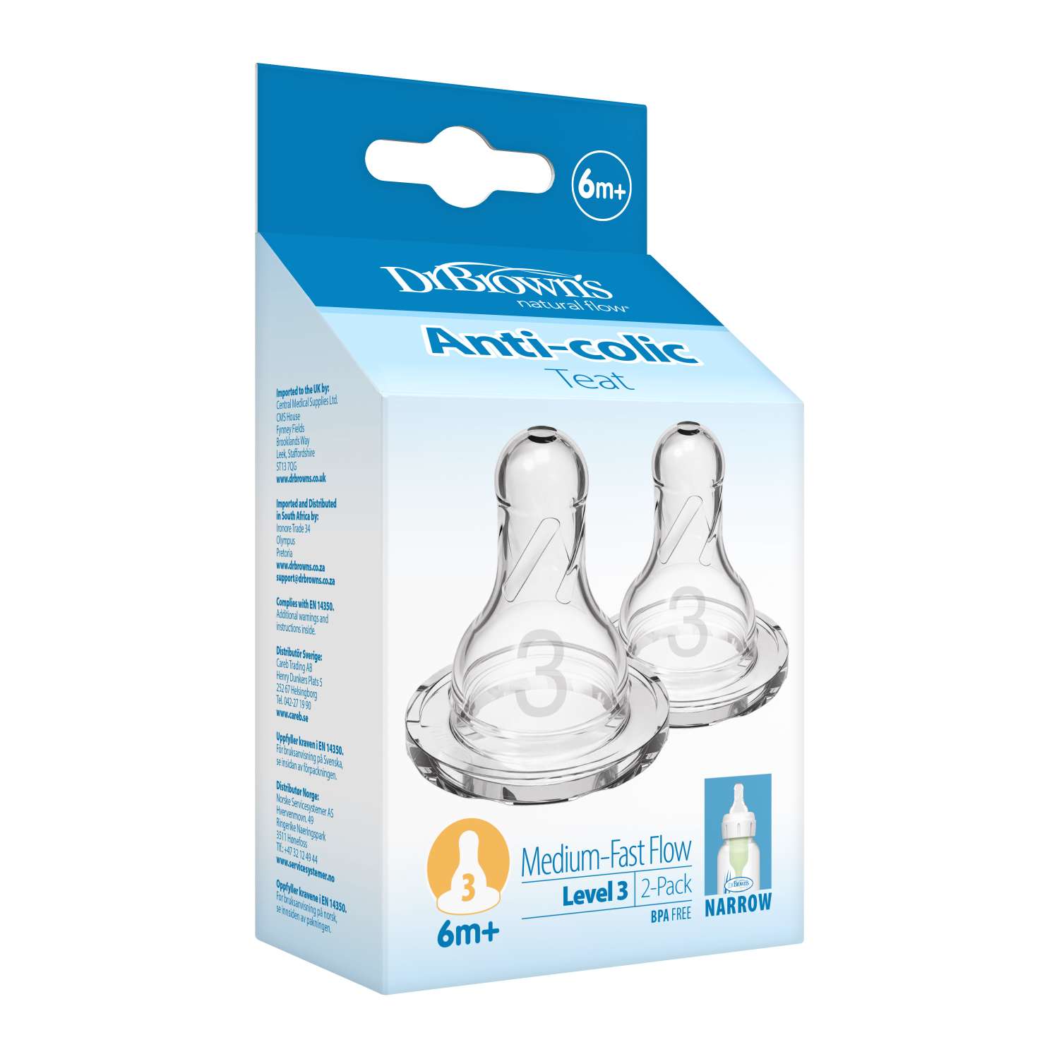 Соска Dr Browns Anti-Colic силикон (средний поток) 2 шт. - фото 2