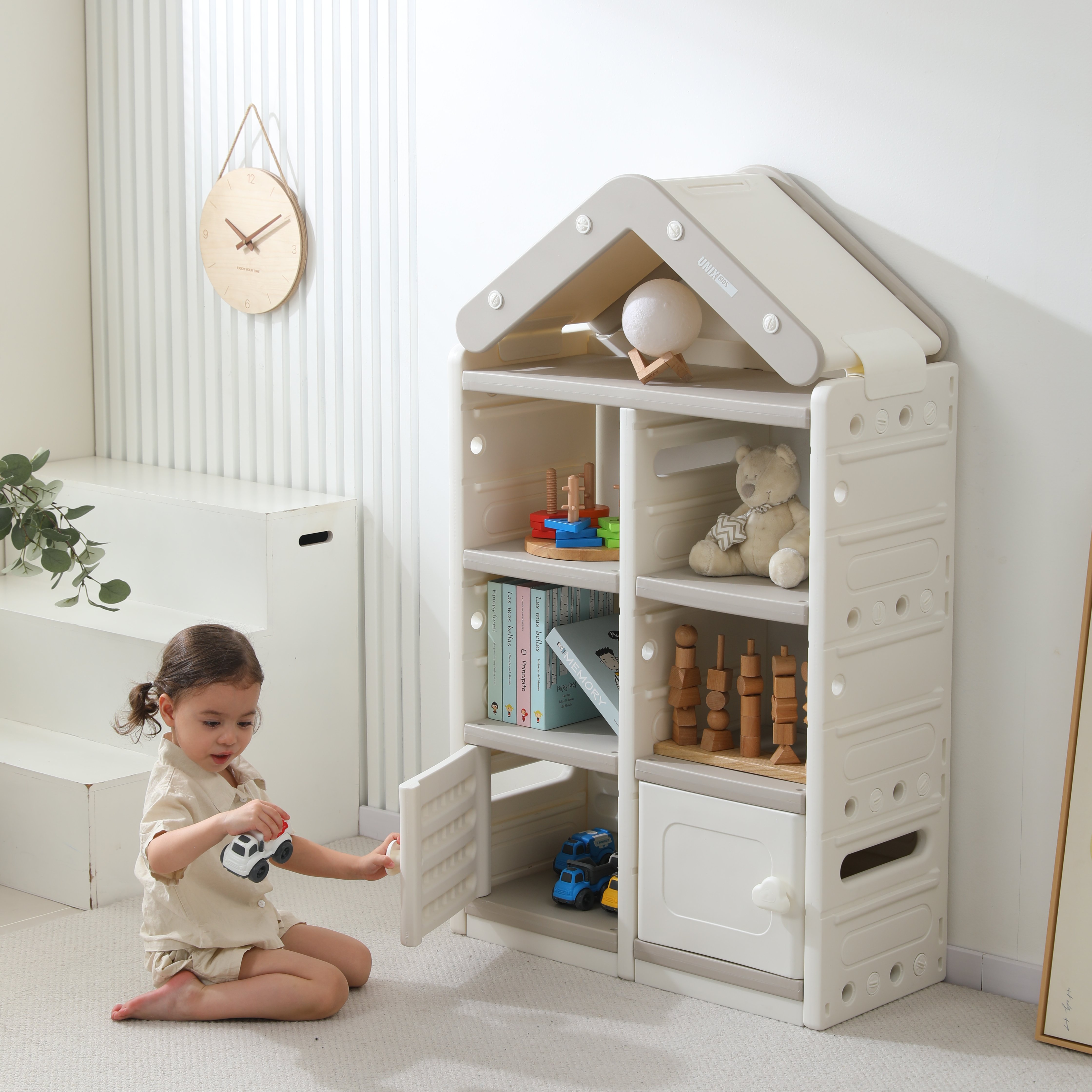 Стеллаж для игрушек UNIX Kids House 2 ящика Grey - фото 9
