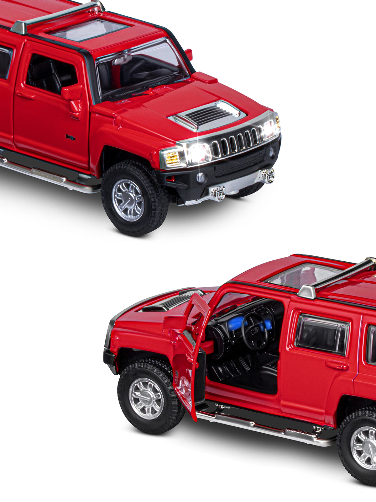 Внедорожник АВТОпанорама Hummer H3 1:32 красный JB1251293 - фото 9
