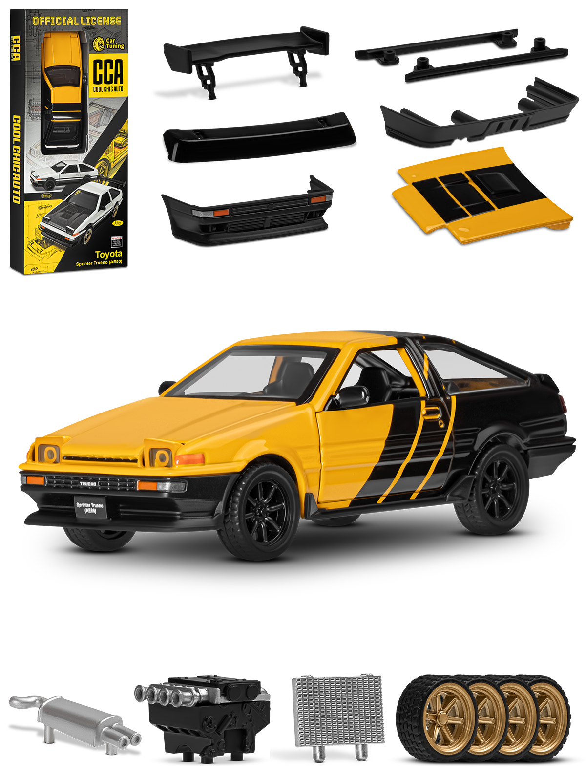 Автомобиль АВТОпанорама Toyota Sprinter Trueno Сборная модель 1:37 JB1251893 - фото 13