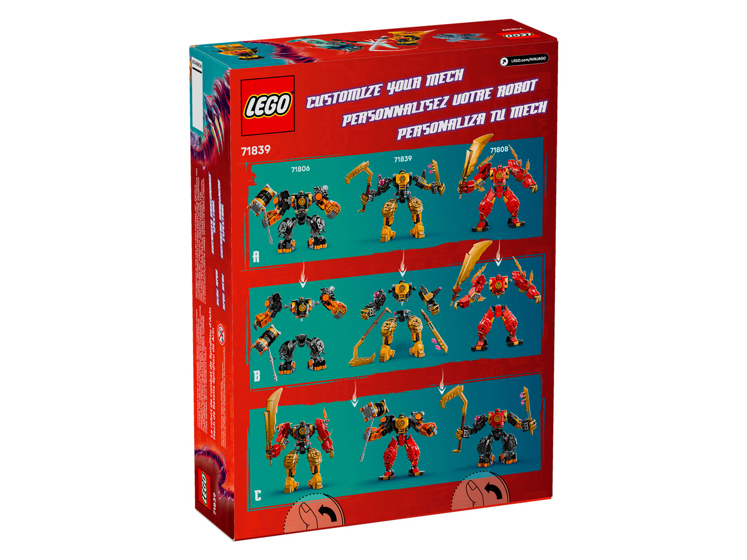 Конструктор LEGO NINJAGO Боевой робот 71839 213 дет. - фото 6
