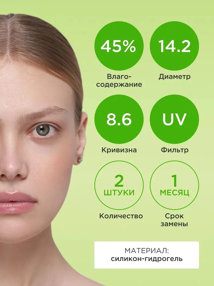 Контактные линзы ILLUSION geo magic grey на 1 месяц -1.00/14.2/8.6 2 шт. - фото 2