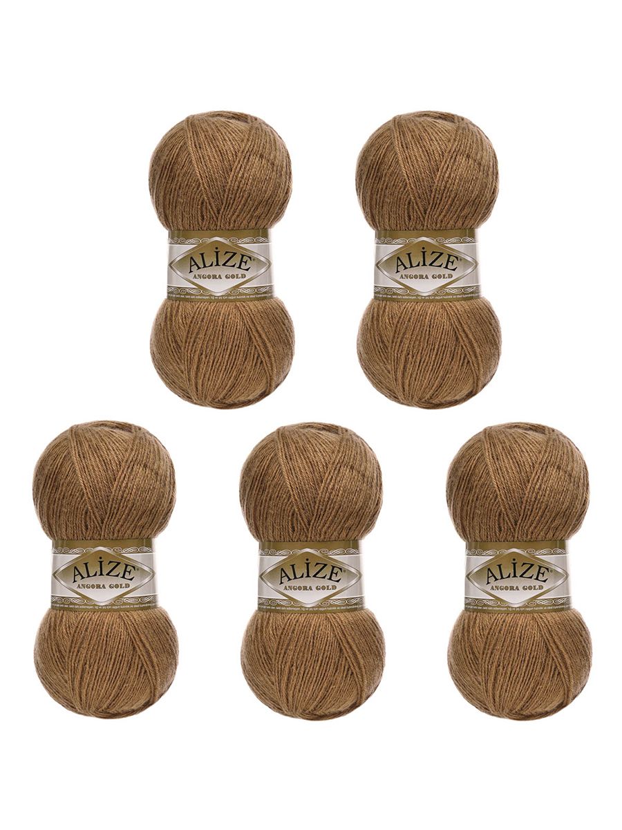 Пряжа Alize мягкая теплая для шарфов кардиганов Angora Gold 100г 550м 5 шт 466 тёмно-бежевый - фото 6