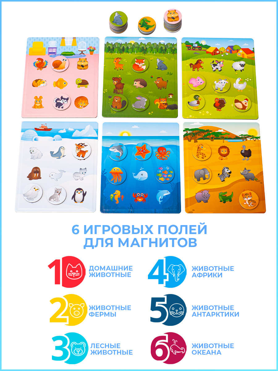 Настольная игра Бигр Мир животных лото магнитная - фото 2