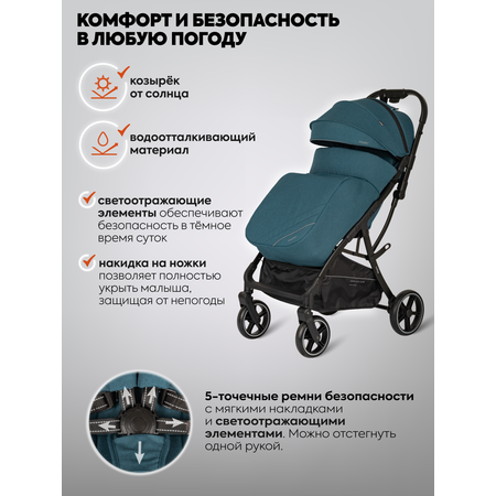 Коляска прогулочная Indigo Frost для путешествий синий