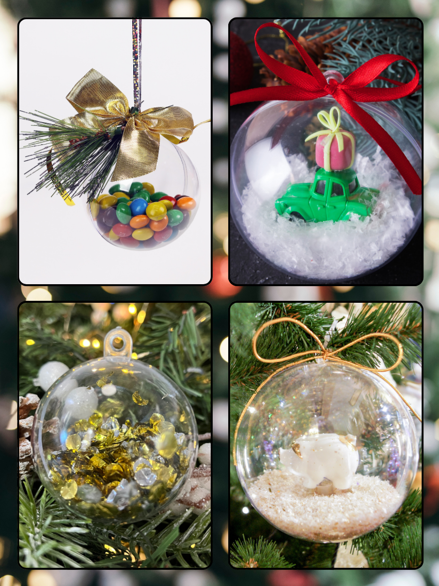 Шары прозрачные пластиковые CMGS заготовки для елочных игрушек набор 5 шт 9 см - фото 5