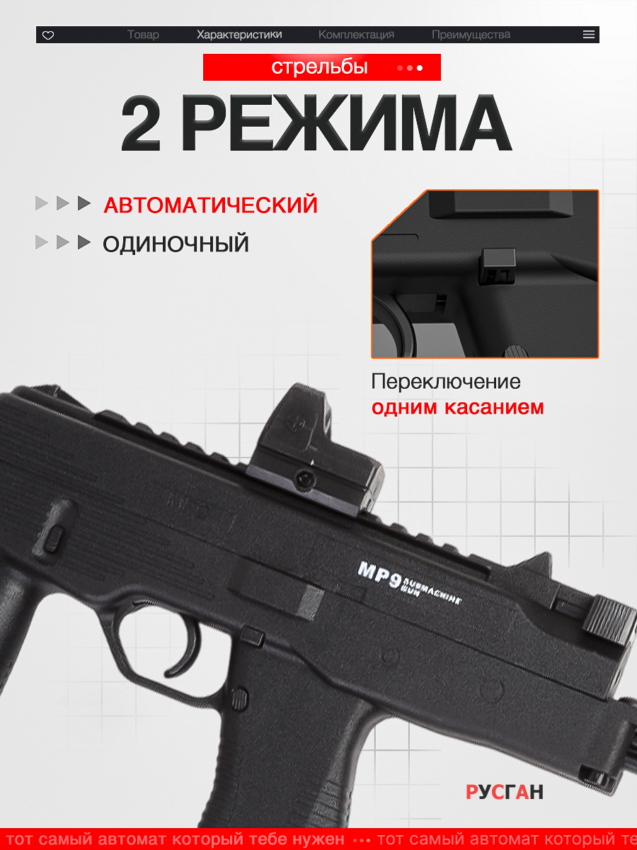 Автомат игрушечный RUSHGAN с орбизами MP9 - фото 2