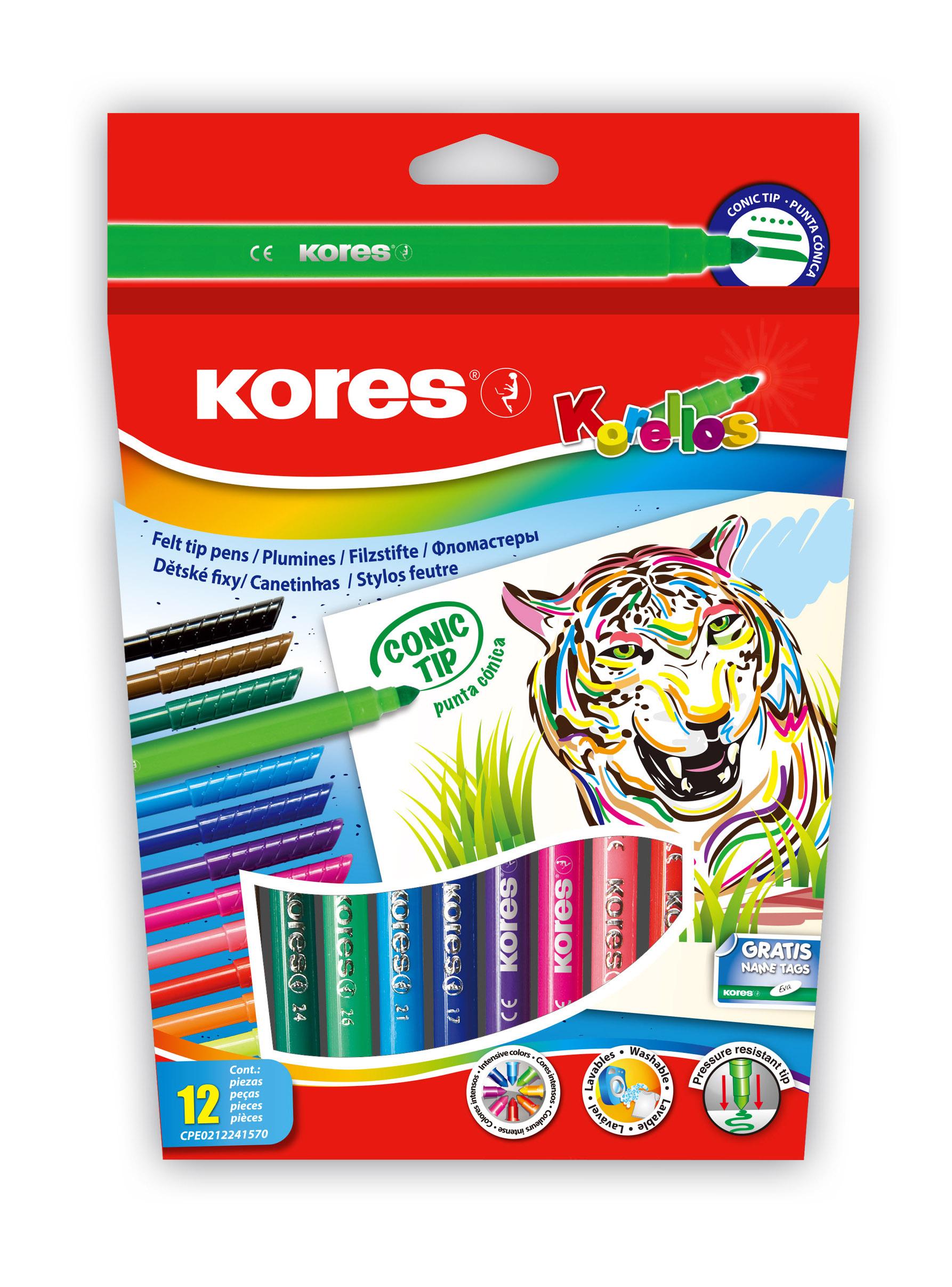 Фломастеры Kores 12 цв. - фото 1