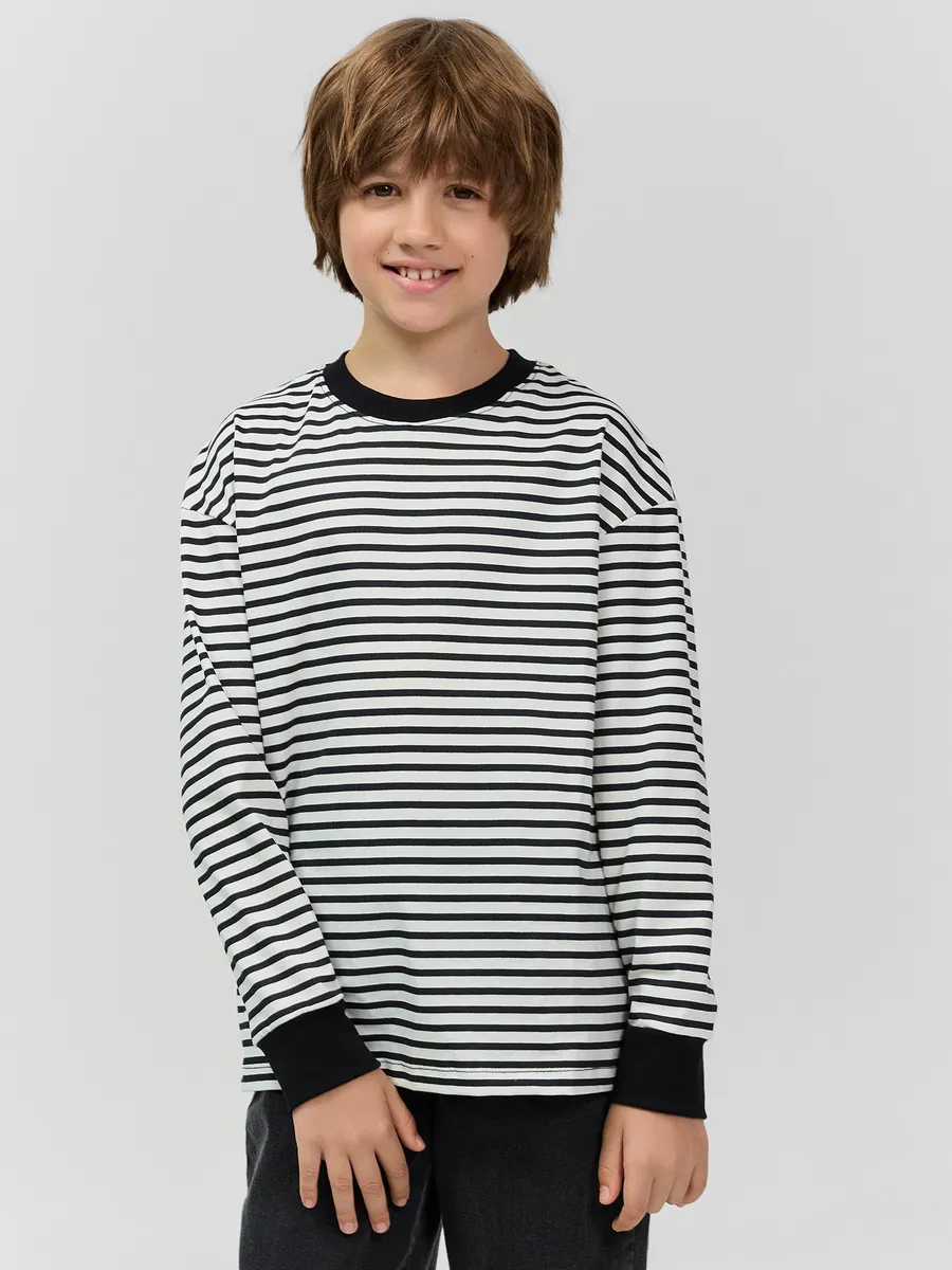 Лонгслив Mark Formelle (Марк Формэль) 123434/1/черно -молочная полоска1 - фото 1