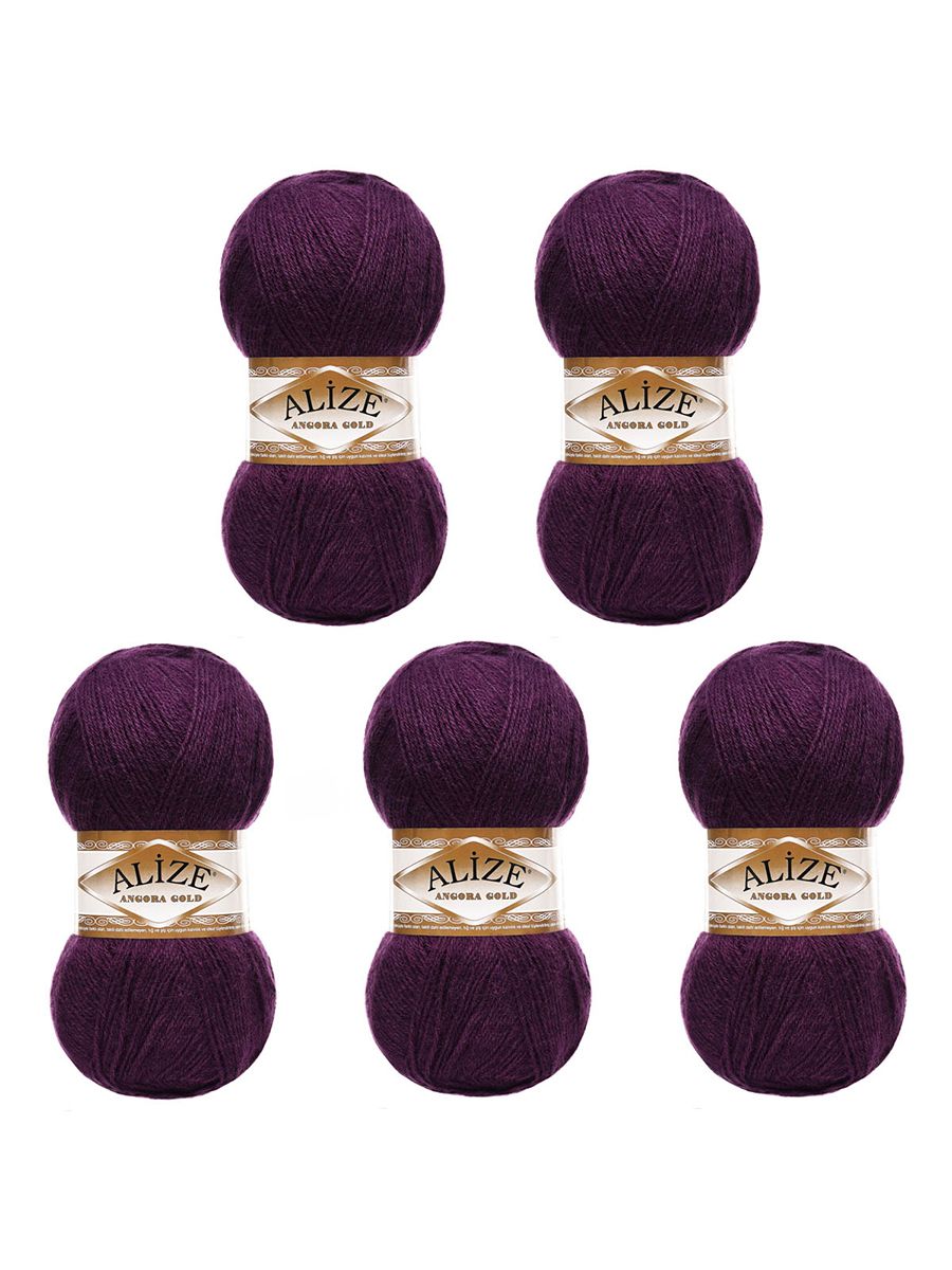 Пряжа Alize мягкая теплая для шарфов кардиганов Angora Gold 100г 550м 5 шт 111 т.лиловый - фото 6