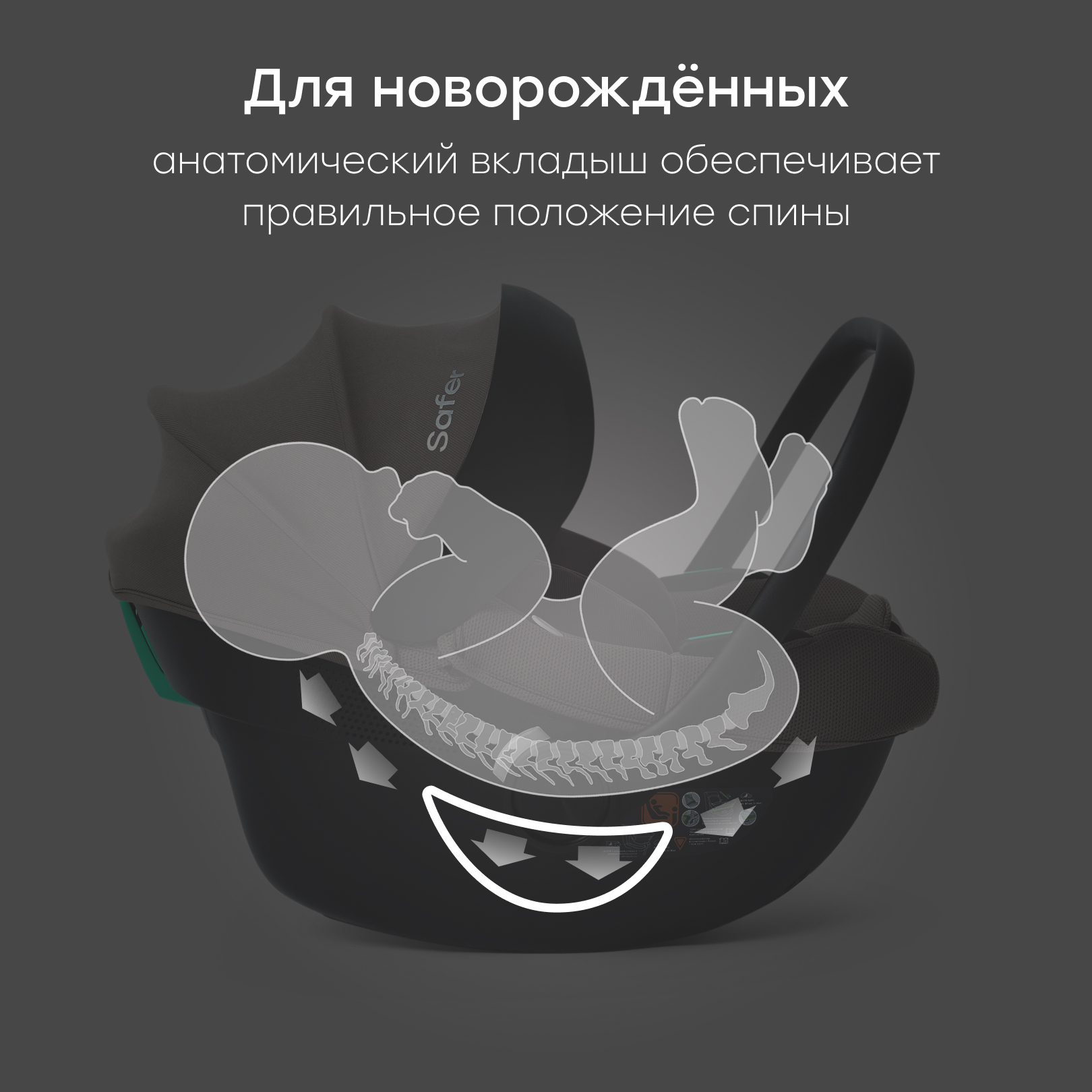 Автокресло Happy Baby SAFER 0 (0 -13 кг) бежевый - фото 3