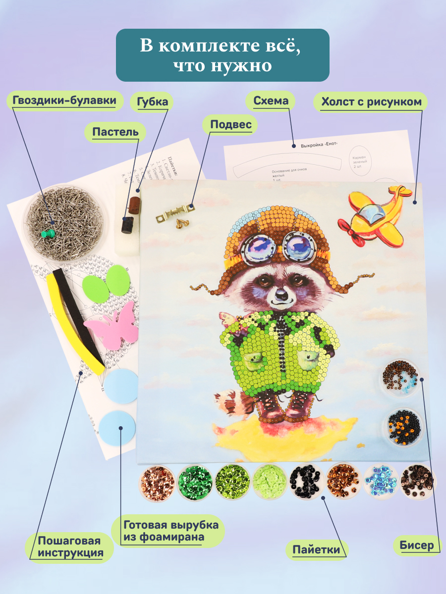 Картина из страз Волшебная мастерская Енот - фото 5