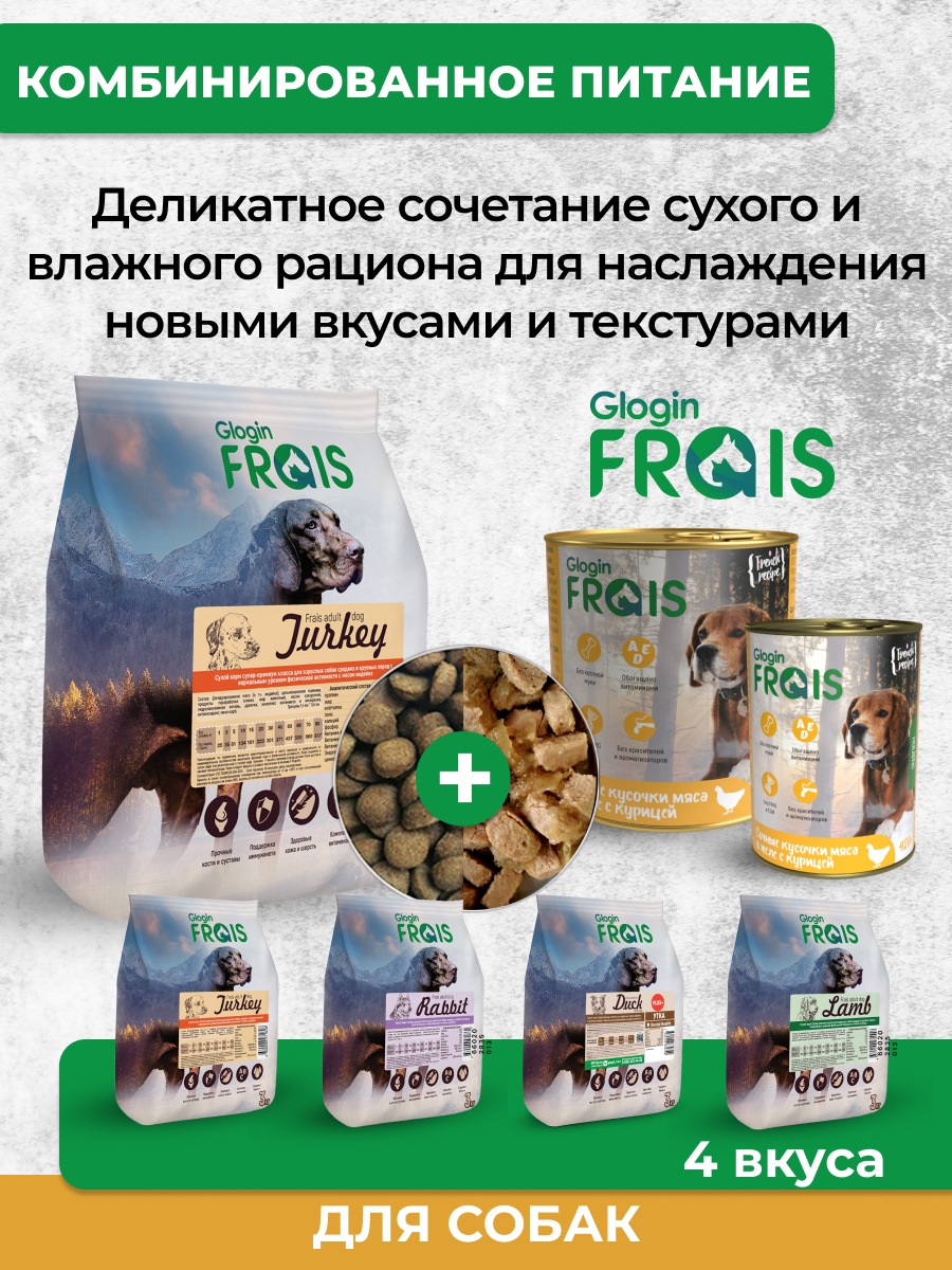 Консервированный корм Frais Влажный Holistic Dog для собак кусочки мяса в желе с курицей 850г х 6шт - фото 8