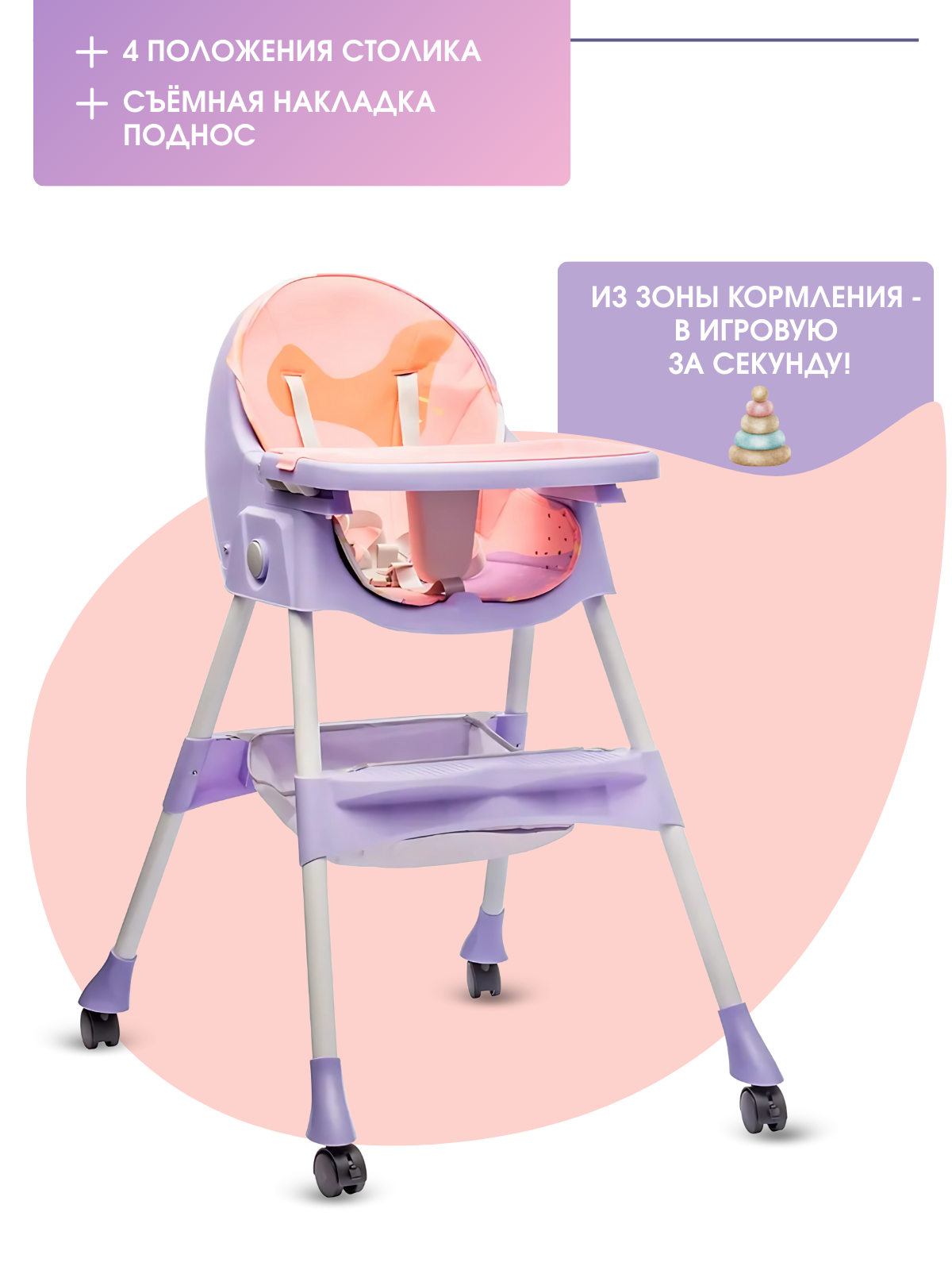 Стульчик для кормления TOMMY Move фиолетовый - фото 4