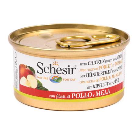 Корм влажный для кошек Schesir 75г с куриным филе и яблоками