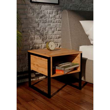 Тумба WoodSteel прикроватная в стиле лофт Chicago lite 40x40x45 см чёрный