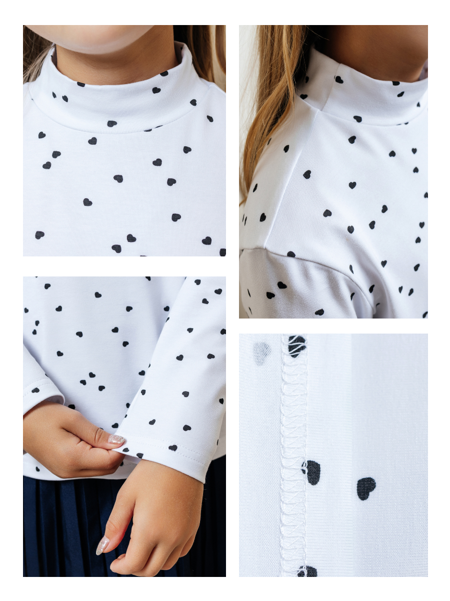 Водолазка Селтекс Ю_ДК68 белый/сердечки мини черный - фото 7