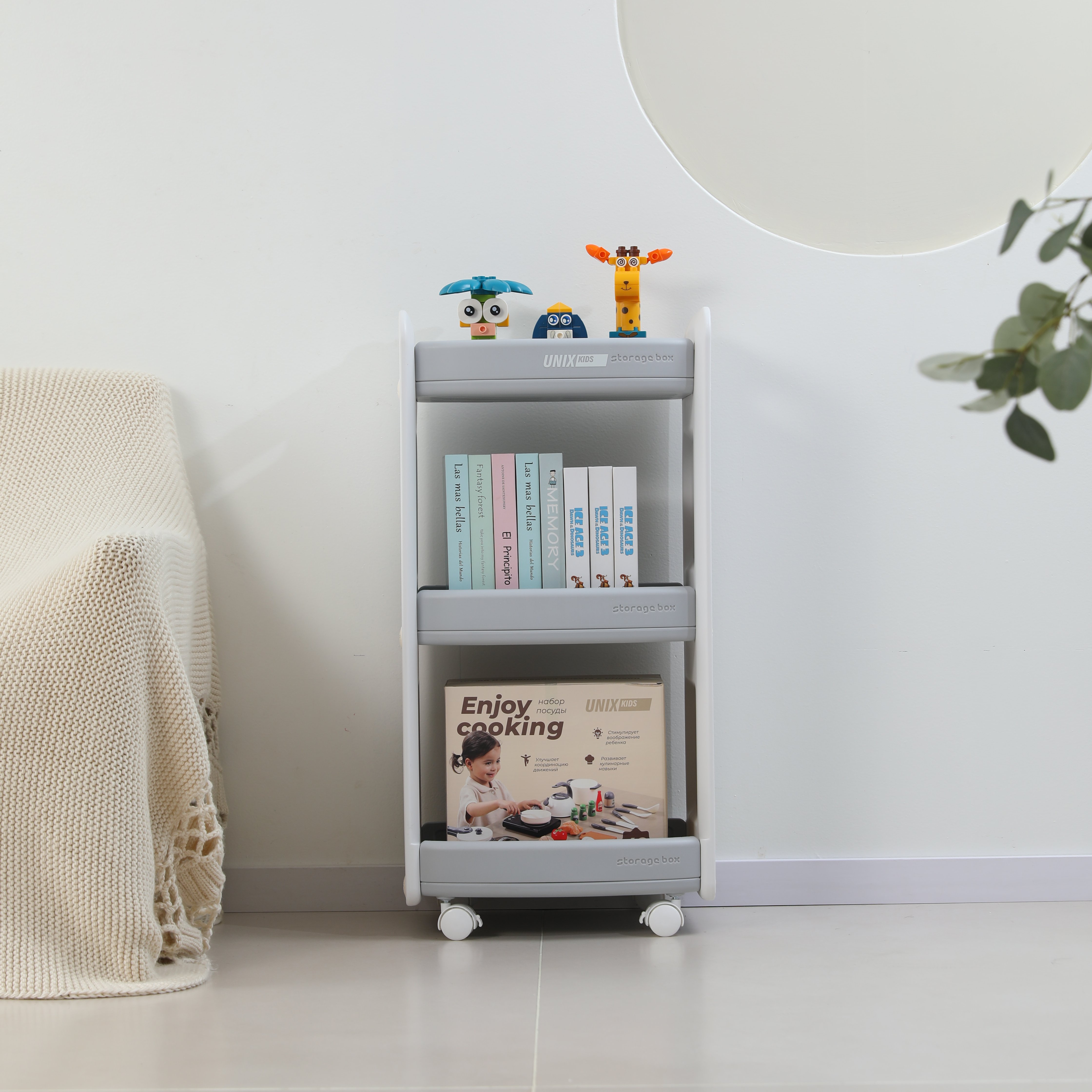 Тумба-стеллаж UNIX Kids Storagebox 3 levels Grey - фото 14