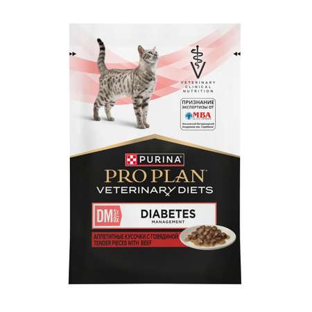 Корм для кошек PRO PLAN Veterinary Diets с говядиной при диабете пауч 85г