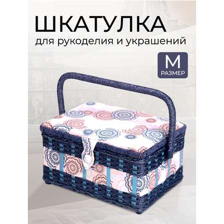 Шкатулка Hobby Pro LY1632L PVC Tray средняя декоративная Красно-синие цветы
